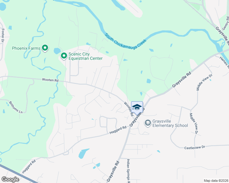 map of restaurants, bars, coffee shops, grocery stores, and more near 1369 Wooten Road in Ringgold