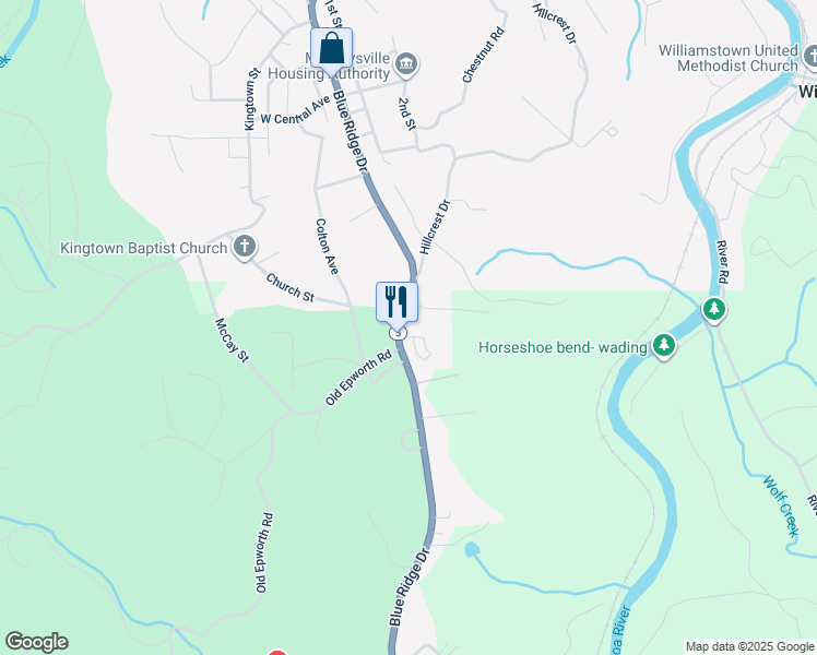map of restaurants, bars, coffee shops, grocery stores, and more near 1217 Blue Ridge Drive in McCaysville