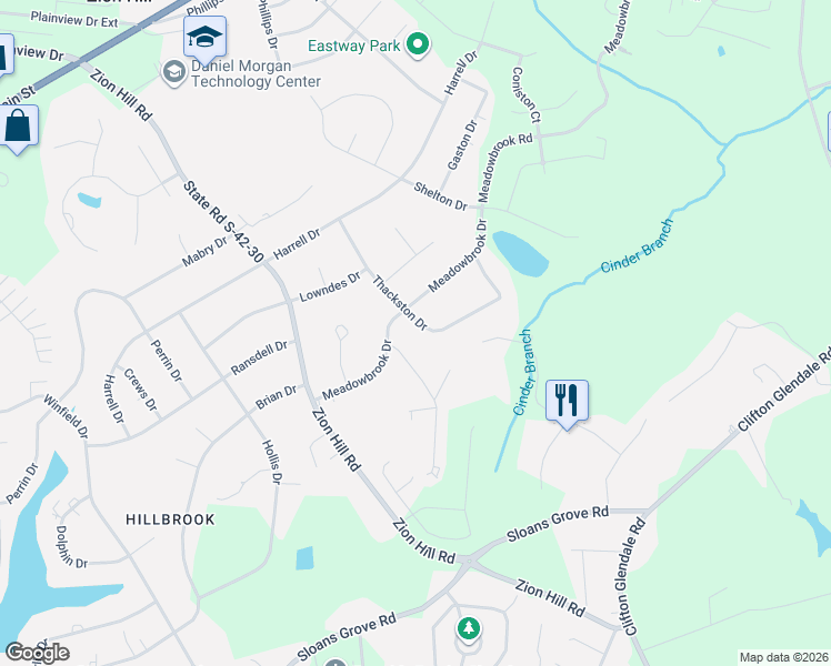map of restaurants, bars, coffee shops, grocery stores, and more near 826 Thackston Drive in Spartanburg