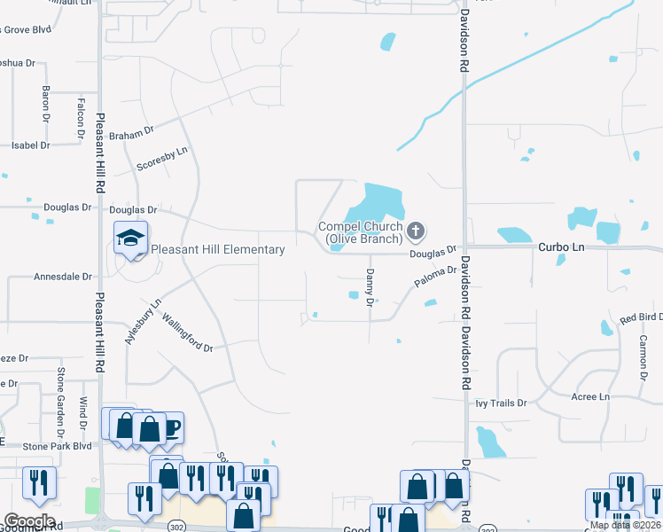 map of restaurants, bars, coffee shops, grocery stores, and more near 5702 Jason Cove in Olive Branch