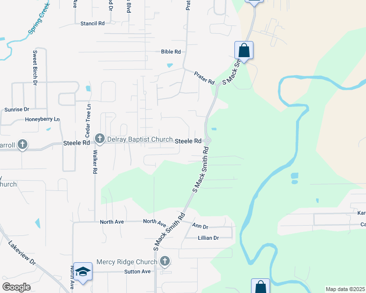 map of restaurants, bars, coffee shops, grocery stores, and more near 1216 Steele Road in Rossville