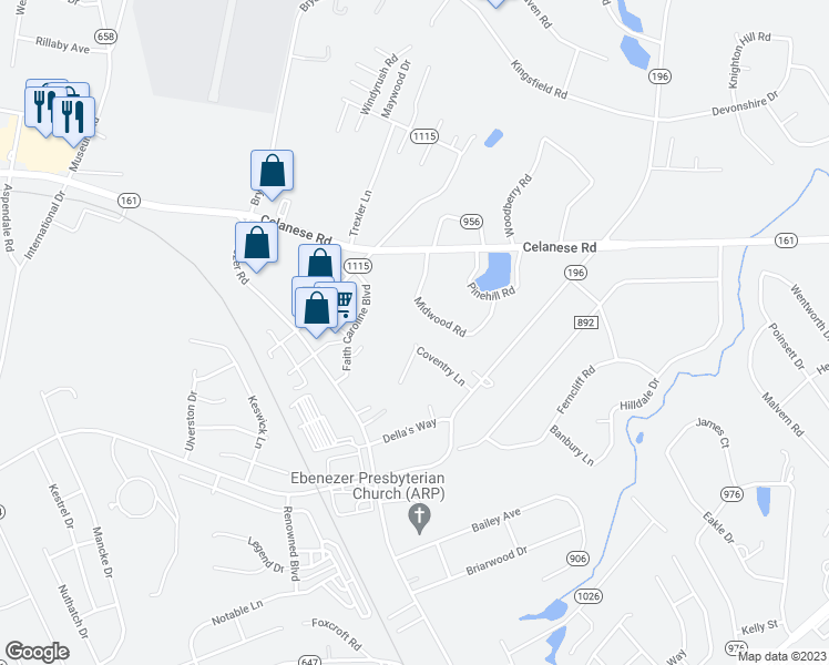 map of restaurants, bars, coffee shops, grocery stores, and more near 257 Arbor Court in Rock Hill