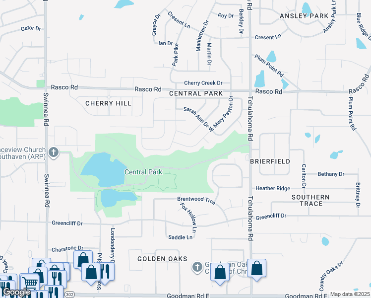 map of restaurants, bars, coffee shops, grocery stores, and more near 1681 Mary Payton Drive in Southaven