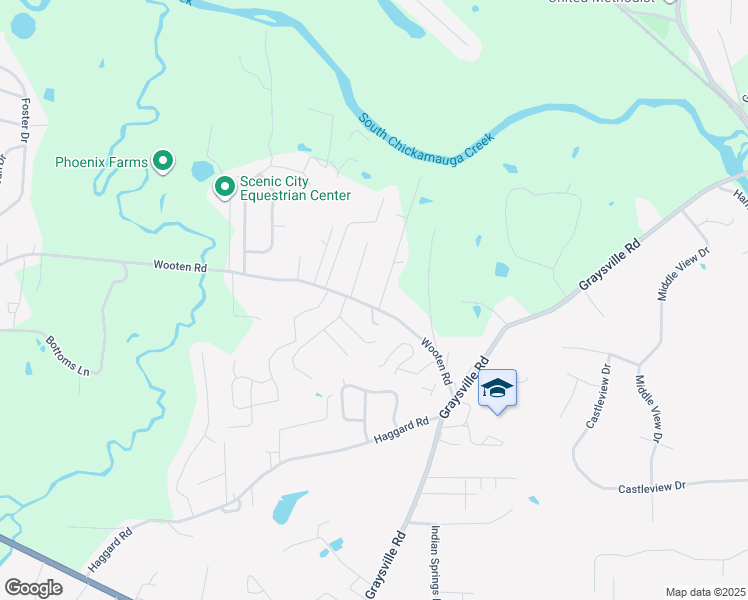 map of restaurants, bars, coffee shops, grocery stores, and more near 1320 Wooten Road in Ringgold