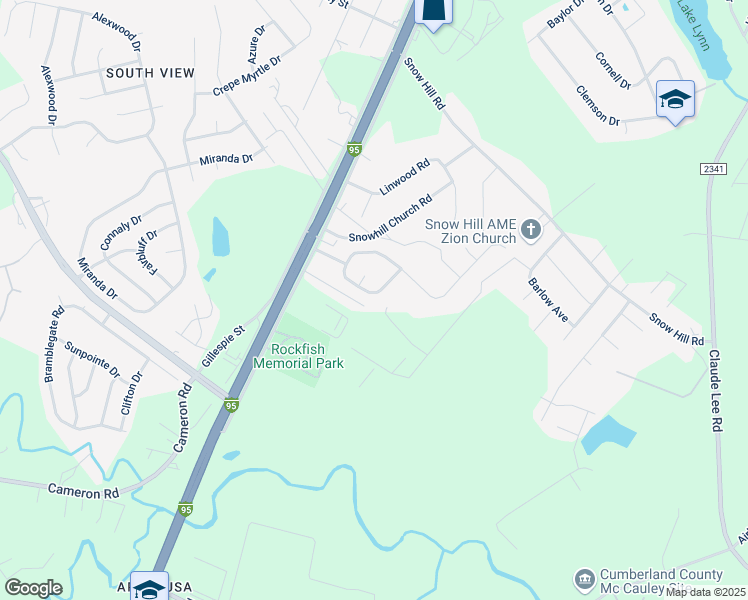 map of restaurants, bars, coffee shops, grocery stores, and more near 3925 Nashville Drive in Fayetteville