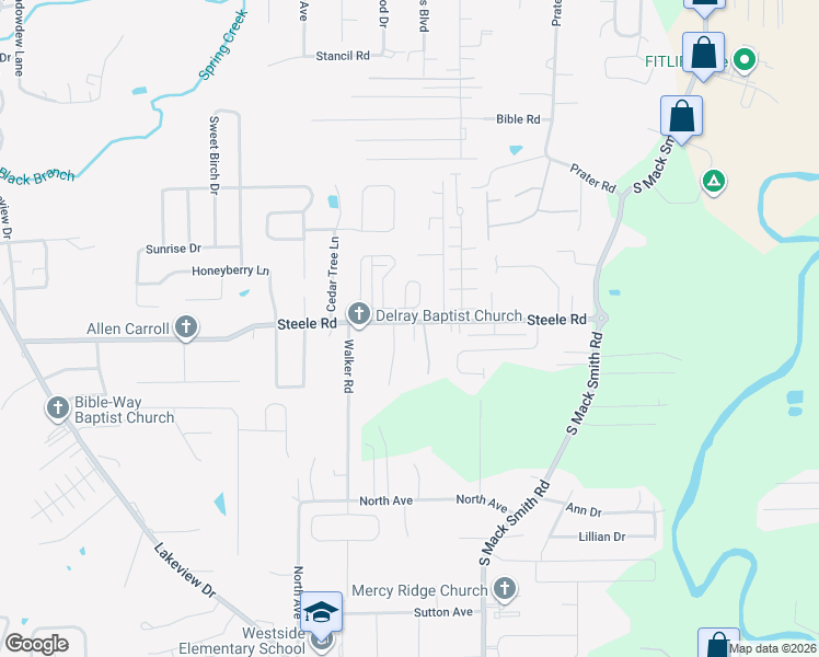 map of restaurants, bars, coffee shops, grocery stores, and more near 44 Arms Lane in Rossville