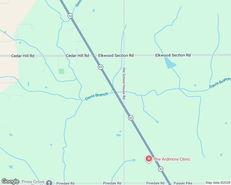 map of restaurants, bars, coffee shops, grocery stores, and more near 29836 Alabama 53 in Ardmore