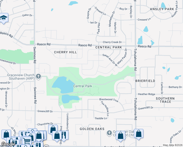 map of restaurants, bars, coffee shops, grocery stores, and more near 1568 Miskelly Drive in Southaven