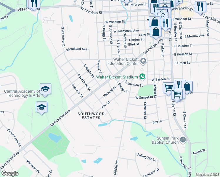 map of restaurants, bars, coffee shops, grocery stores, and more near 300 Harvard Street in Monroe