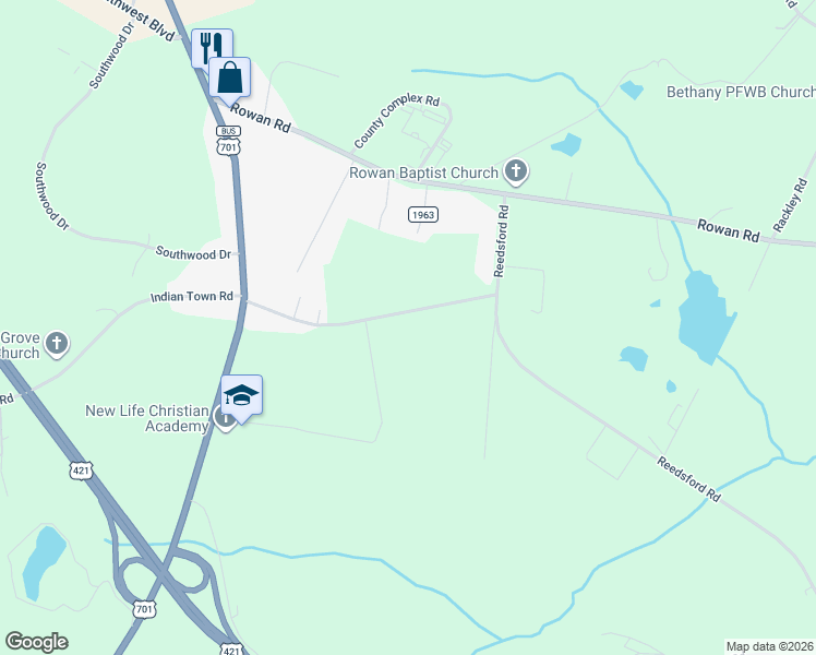 map of restaurants, bars, coffee shops, grocery stores, and more near 2306 Indian Town Road in Clinton