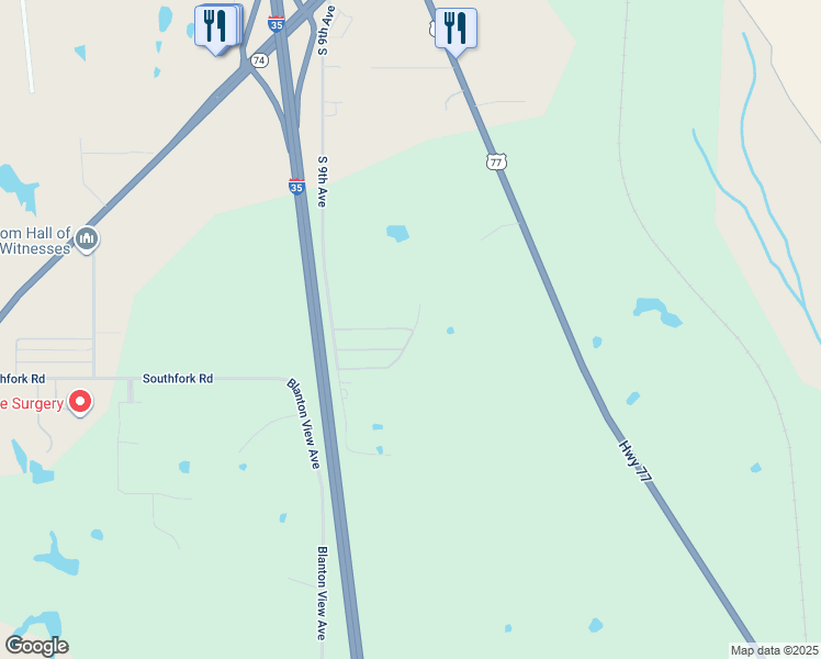 map of restaurants, bars, coffee shops, grocery stores, and more near 199 Mantooth Drive in Purcell