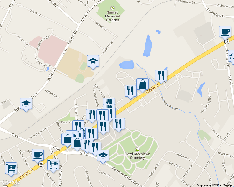 map of restaurants, bars, coffee shops, grocery stores, and more near 300 Regency Road in Spartanburg