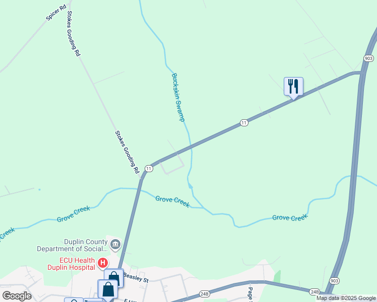 map of restaurants, bars, coffee shops, grocery stores, and more near 138 Annette Drive in Kenansville