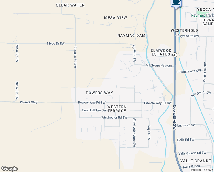map of restaurants, bars, coffee shops, grocery stores, and more near 5527 Seco Avenue Southwest in Albuquerque