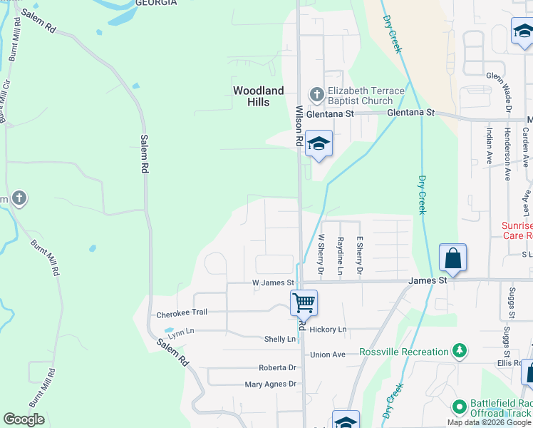 map of restaurants, bars, coffee shops, grocery stores, and more near 1201-1331 West Crestview in Rossville