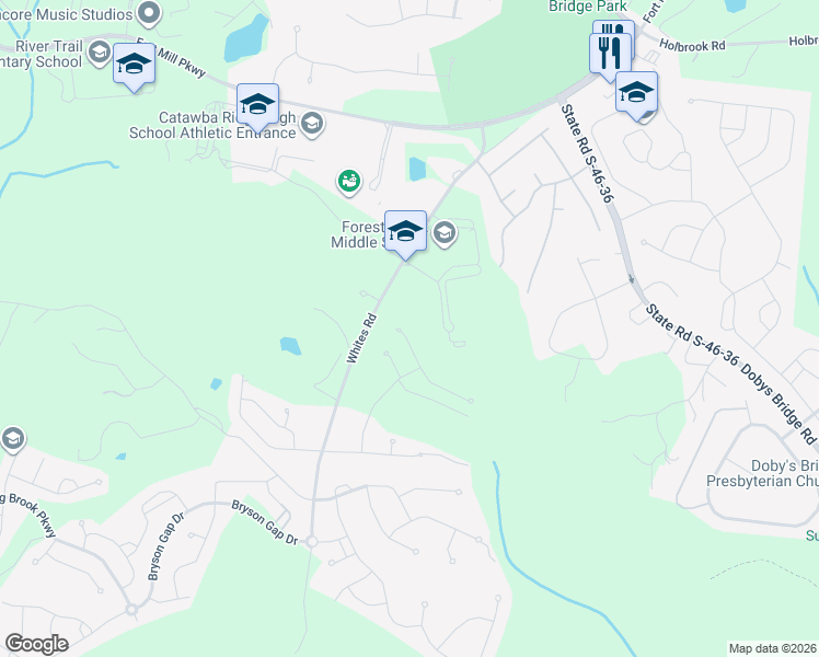 map of restaurants, bars, coffee shops, grocery stores, and more near 605 Cape Fear Street in Fort Mill