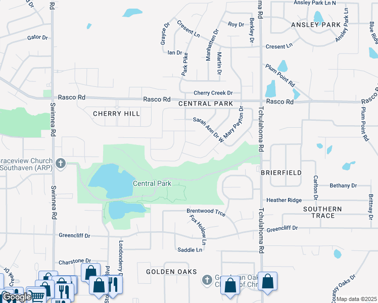 map of restaurants, bars, coffee shops, grocery stores, and more near 1656 Mary Payton Drive in Southaven