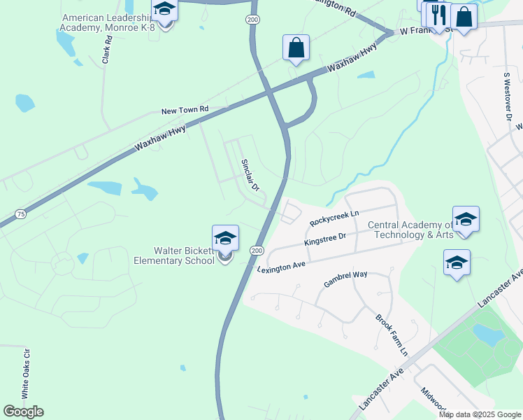 map of restaurants, bars, coffee shops, grocery stores, and more near 1000 Skywatch Lane in Monroe