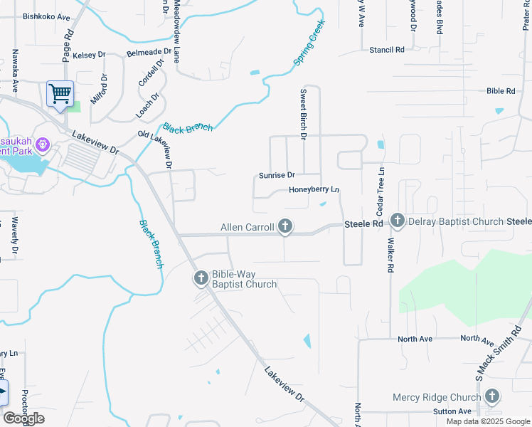 map of restaurants, bars, coffee shops, grocery stores, and more near 337 Sunrise Drive in Rossville