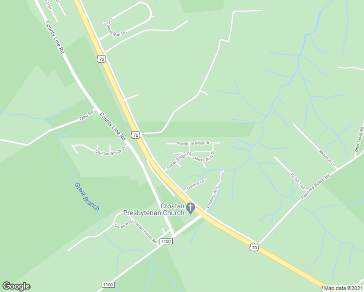 map of restaurants, bars, coffee shops, grocery stores, and more near 416 Peregrine Ridge Drive in New Bern