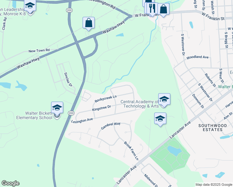map of restaurants, bars, coffee shops, grocery stores, and more near 2018 Rockycreek Lane in Monroe