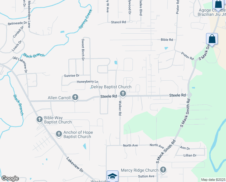 map of restaurants, bars, coffee shops, grocery stores, and more near 60 Cedar Tree Lane in Rossville