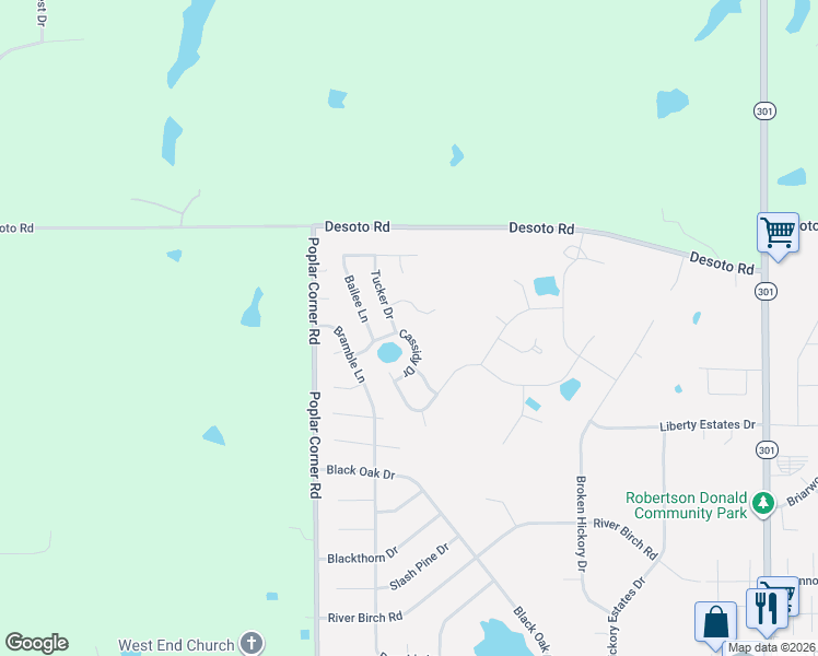 map of restaurants, bars, coffee shops, grocery stores, and more near 6719 Casey Cove in Walls