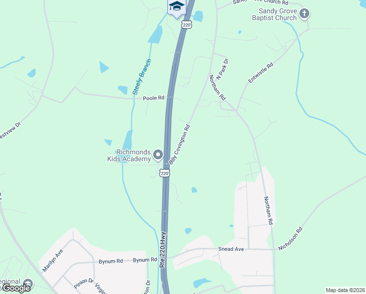 map of restaurants, bars, coffee shops, grocery stores, and more near 122 Billy Covington Road in Rockingham