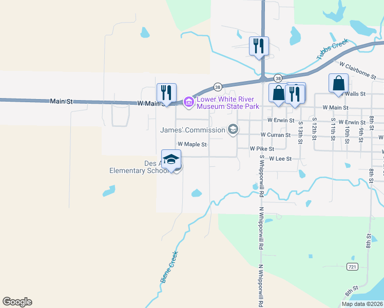 map of restaurants, bars, coffee shops, grocery stores, and more near 2012 Hickory Street in Des Arc