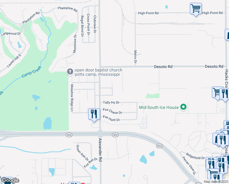 map of restaurants, bars, coffee shops, grocery stores, and more near 7762 Keely Cove in Olive Branch