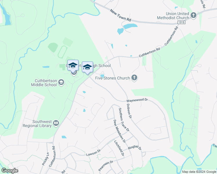 map of restaurants, bars, coffee shops, grocery stores, and more near 1129 Waynewood Drive in Waxhaw