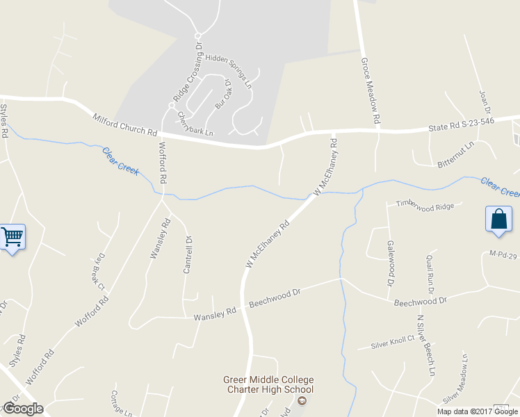 map of restaurants, bars, coffee shops, grocery stores, and more near 385 West McElhaney Road in Taylors