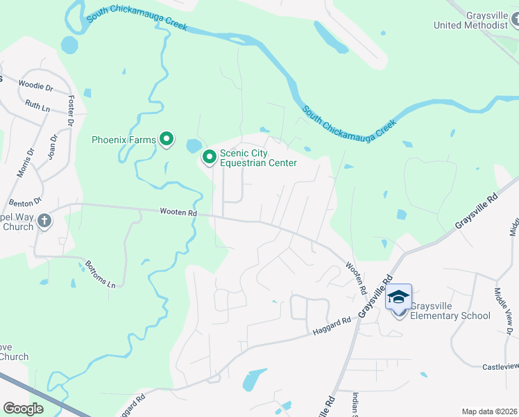 map of restaurants, bars, coffee shops, grocery stores, and more near 1139 Wooten Road in Ringgold