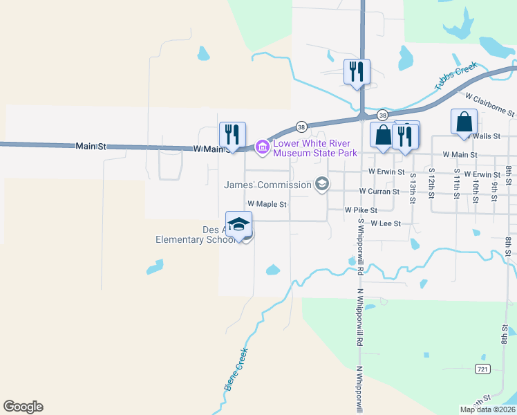 map of restaurants, bars, coffee shops, grocery stores, and more near 2012 Hickory Street in Des Arc