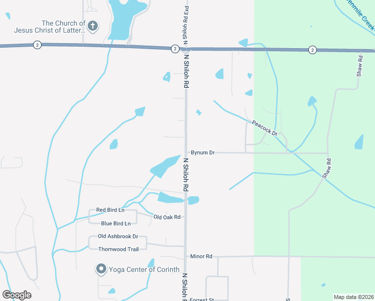 map of restaurants, bars, coffee shops, grocery stores, and more near 6537-6549 North Shiloh Road in Corinth