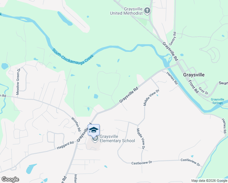 map of restaurants, bars, coffee shops, grocery stores, and more near 1415 Graysville Road in Ringgold