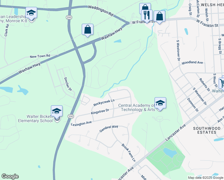 map of restaurants, bars, coffee shops, grocery stores, and more near 709 Southridge Drive in Monroe