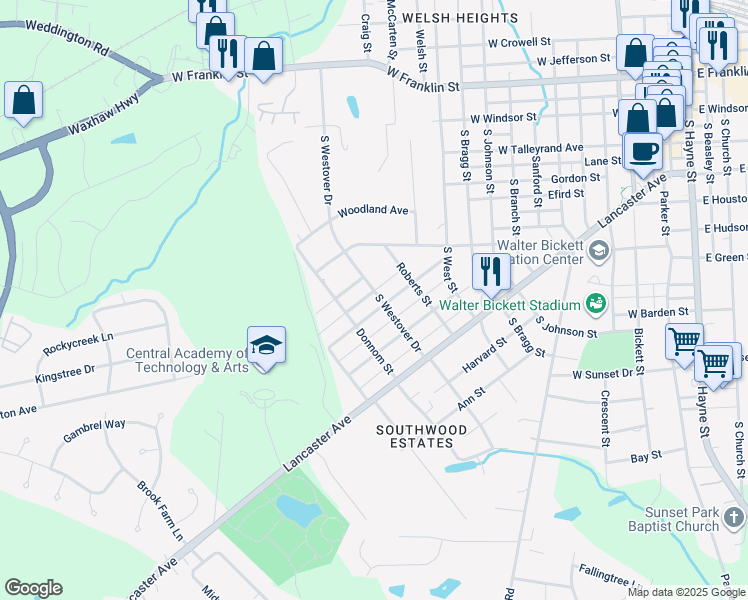 map of restaurants, bars, coffee shops, grocery stores, and more near 1300 Virginia Avenue in Monroe