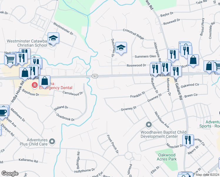 map of restaurants, bars, coffee shops, grocery stores, and more near 1828 State Route 912 in Rock Hill