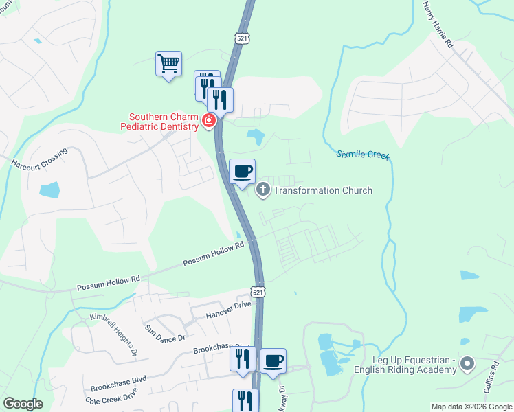 map of restaurants, bars, coffee shops, grocery stores, and more near 8918 Charlotte Highway in Indian Land