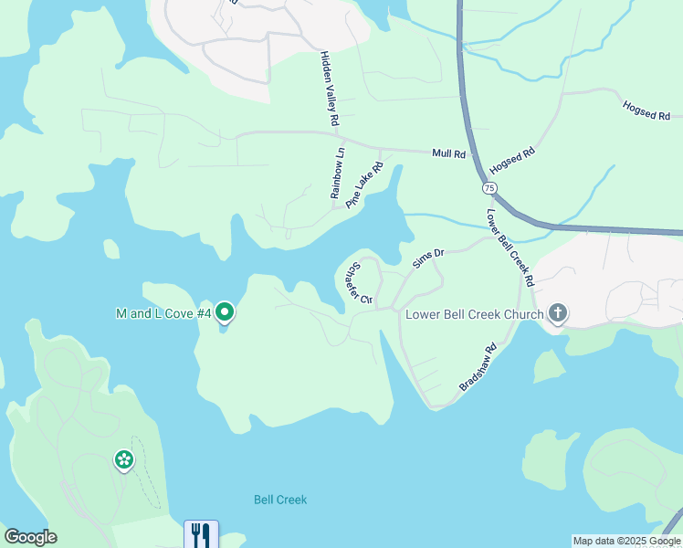 map of restaurants, bars, coffee shops, grocery stores, and more near 218 Schaefer Circle in Hiawassee