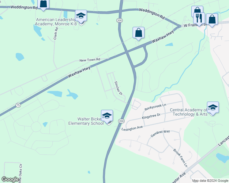 map of restaurants, bars, coffee shops, grocery stores, and more near 815 Skywatch Lane in Monroe