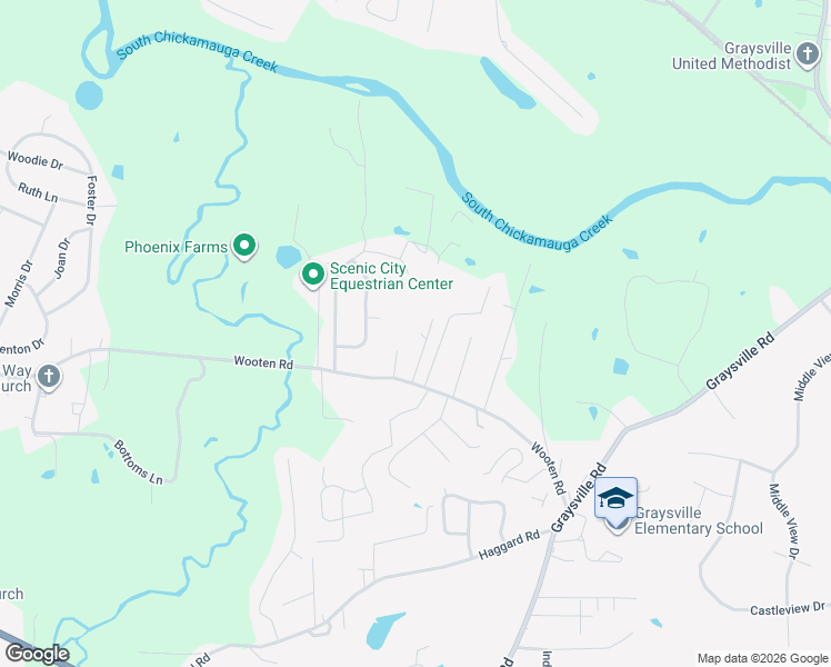 map of restaurants, bars, coffee shops, grocery stores, and more near 1191 Wooten Road in Ringgold