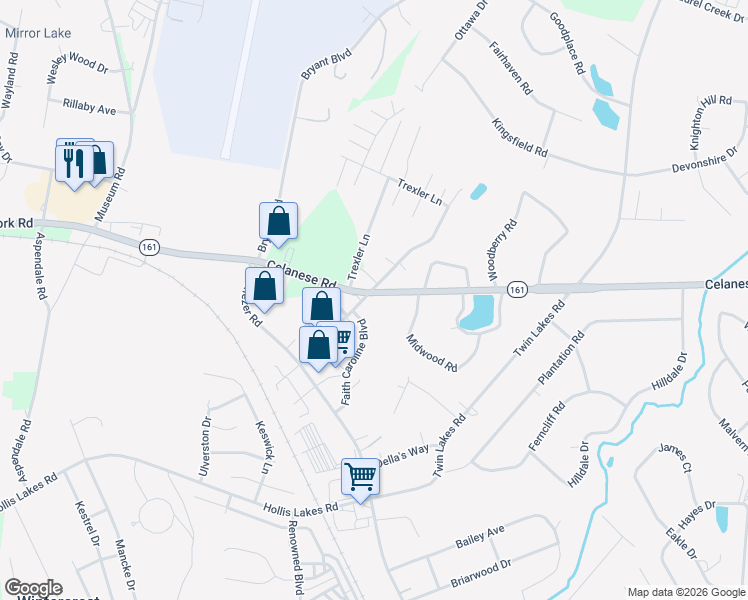 map of restaurants, bars, coffee shops, grocery stores, and more near 3649 Celanese Road in Rock Hill