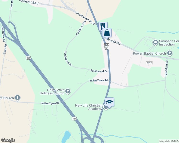map of restaurants, bars, coffee shops, grocery stores, and more near 760 Southwood Drive in Clinton