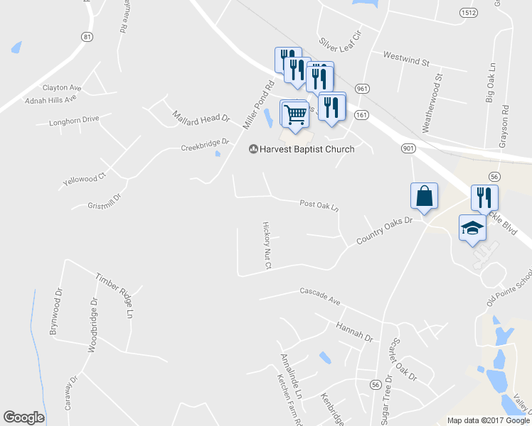 map of restaurants, bars, coffee shops, grocery stores, and more near 4881 Hickory Nut Court in Rock Hill