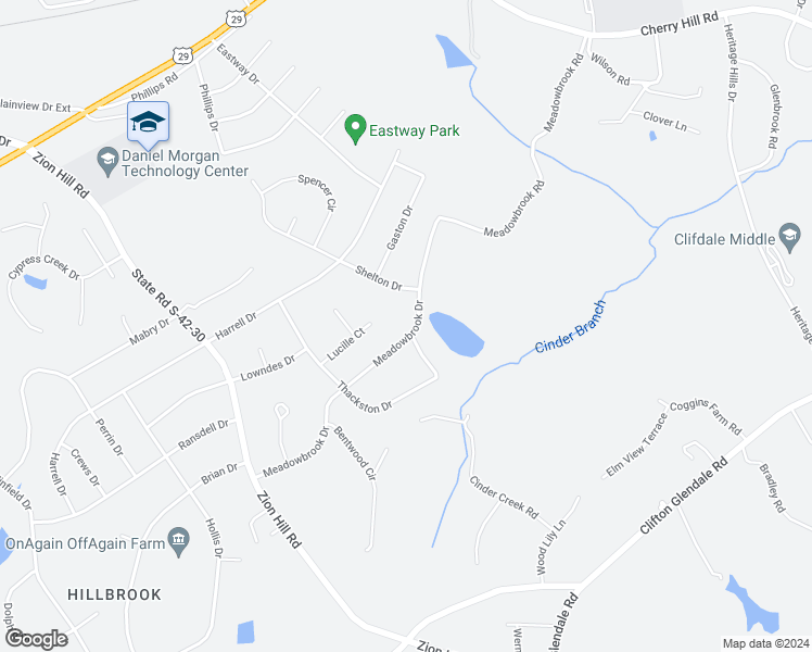 map of restaurants, bars, coffee shops, grocery stores, and more near 715 Meadowbrook Drive in Spartanburg