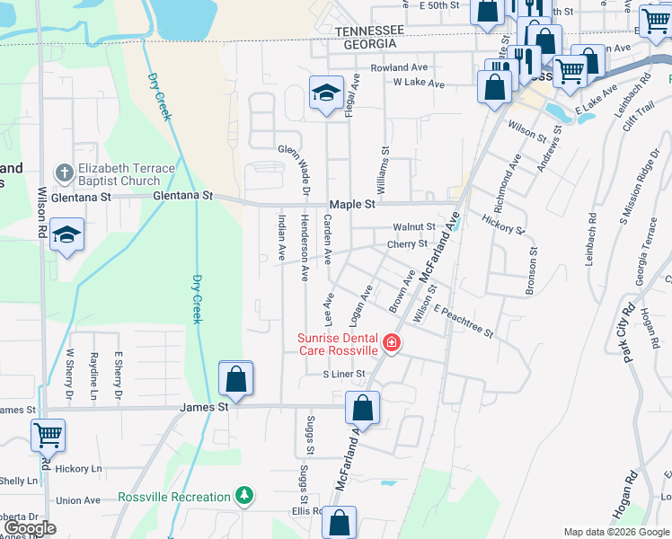 map of restaurants, bars, coffee shops, grocery stores, and more near 809 Lee Avenue in Rossville