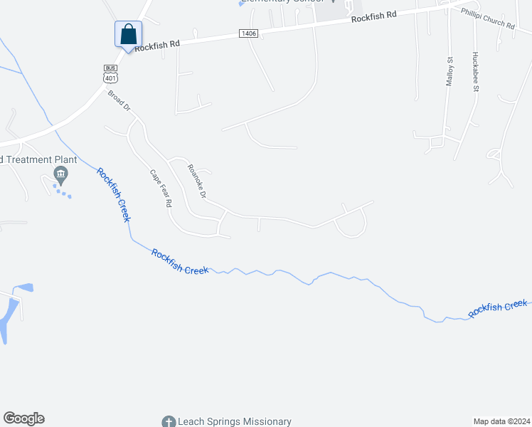 map of restaurants, bars, coffee shops, grocery stores, and more near 541 Roanoke Drive in Raeford