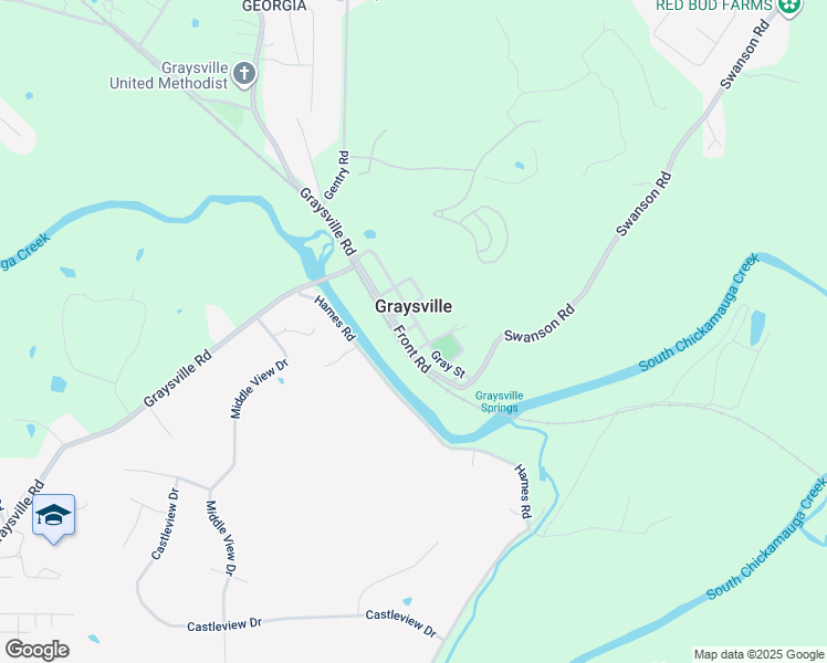 map of restaurants, bars, coffee shops, grocery stores, and more near 20 Vaughn Street in Graysville